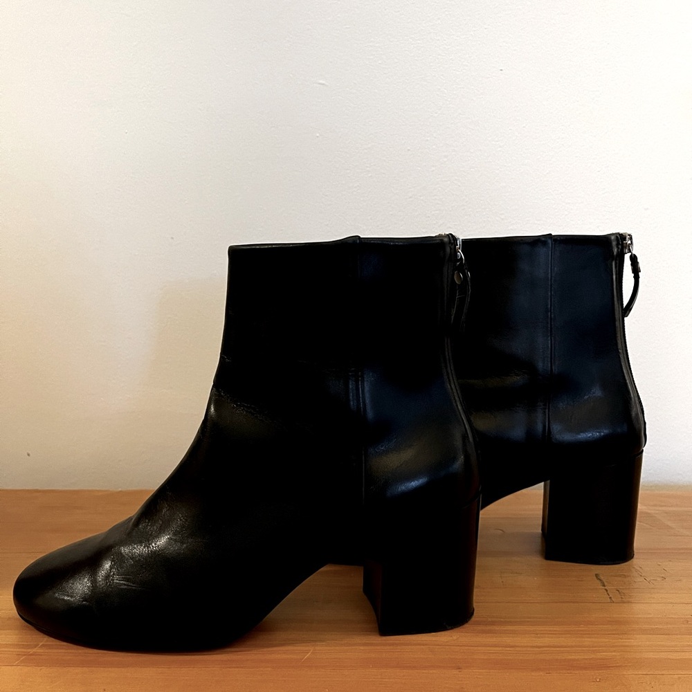 ARKET Black Leather Stacked Heel Boots— Size 40/9 - Picture 6 of 6